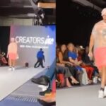 Video Viral: Desfiló en plena fashion week de Nueva York y nadie se dio cuenta que era un intruso hasta que llegó la seguridad