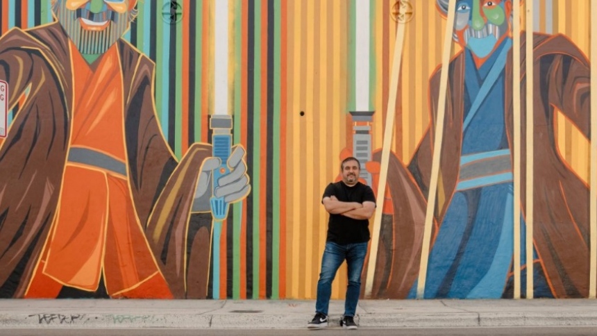 En homenaje a Jesús Soto y Carlos Cruz-Diez es el mural realizado en Miami (EEUU) del caricaturista venezolano Eduardo Sanabria, EDO. 