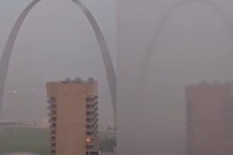 El Arco Gateway, de Missouri, fue testigo de las tormentas con tornados que se registraron este fin de semana en EEUU. 19 personas muertas