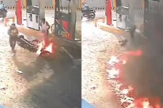 VIDEO: Moto se incendió mientras se surtía de gasolina en estación de servicio del estado Vargas