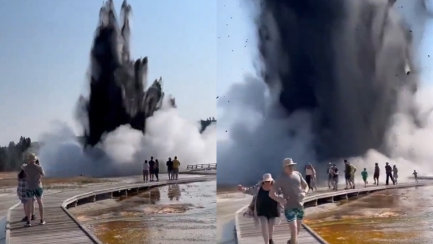 Durante horas de la tarde difundieron un video que muestra la erupción "inusualmente grande" de uno de los géiseres de Yellowstone.  