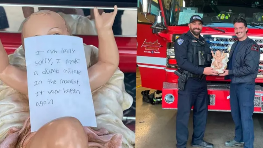 En un acto que parece inspirado en un peculiar remordimiento navideño, un ladrón en Fort Collins, Colorado (EEUU), devolvió una estatua de cerámica del Niño Jesús, que había sido sustraída de un pesebre en la Old Town Square.  