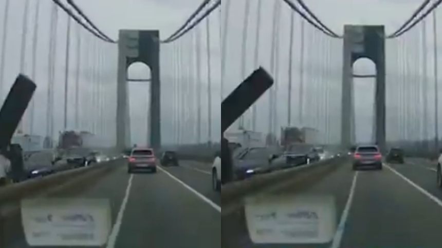 Un impactante accidente ocurrió en el puente Verrazano-Narrows, que conecta Staten Island y Brooklyn, Nueva York (EEUU), cuando una tabla de madera, aparentemente mal asegurada en la parte trasera de una camioneta, salió volando debido a los fuertes vientos y se estrelló contra el parabrisas de un automóvil que circulaba en sentido contrario.  