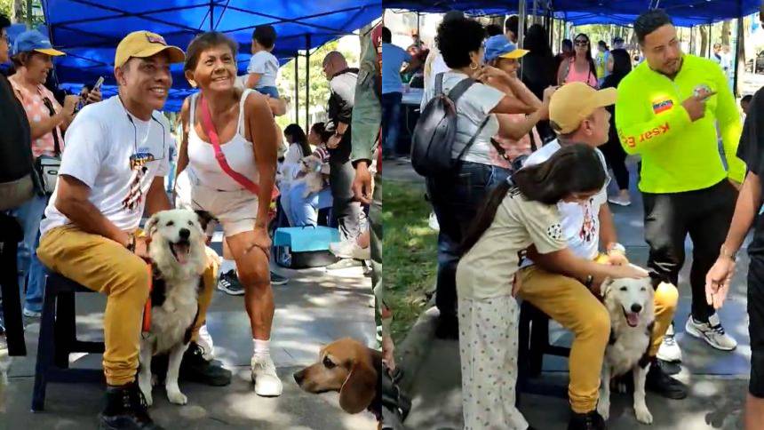 VIDEO VIRAL: Perro rescatista Tsunami visitó la UCV este 2Ago mientras reparaban mural en su honor