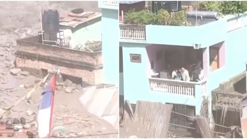 La Casa verde se mantuvo en pie durante la riada qu afectó a Nepal. Fotos capturas de video RRSS