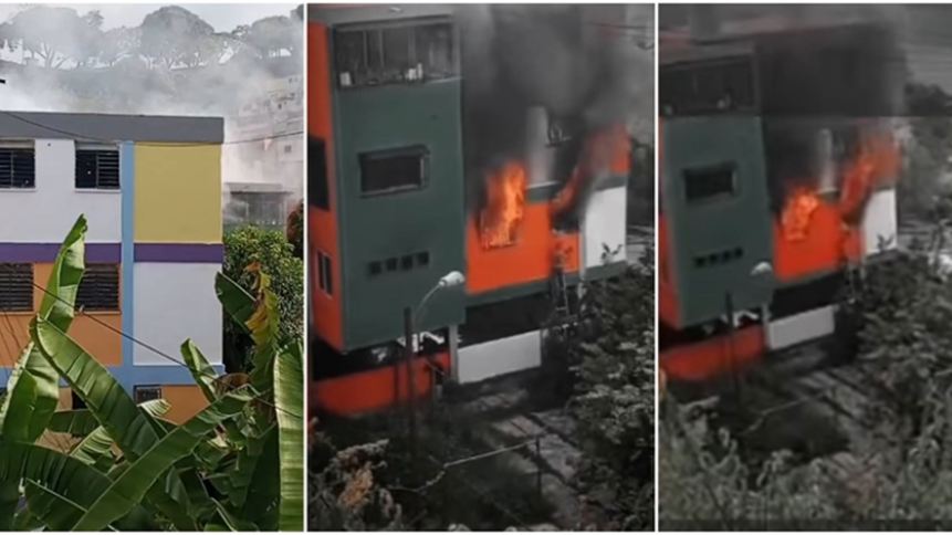 El incendio ocurrió en un bloque residencial del 23 de Enero. Foto capturas de videos RRSS.