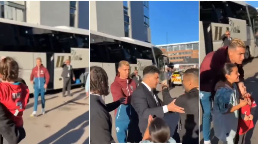 Cristiano Ronaldo apartó a su equipo de seguridad para permitir que sus fans se acercaran a él. Fotos capturas de video RRSS.