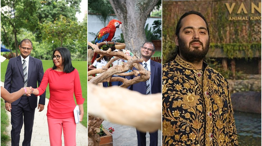 El grupo Vantara pertenece a la familia Ambani, que ofreció rescatar a los hipopótamos de Pablo Escobar. Fotos cortesía prensa presidencial y RRSS.