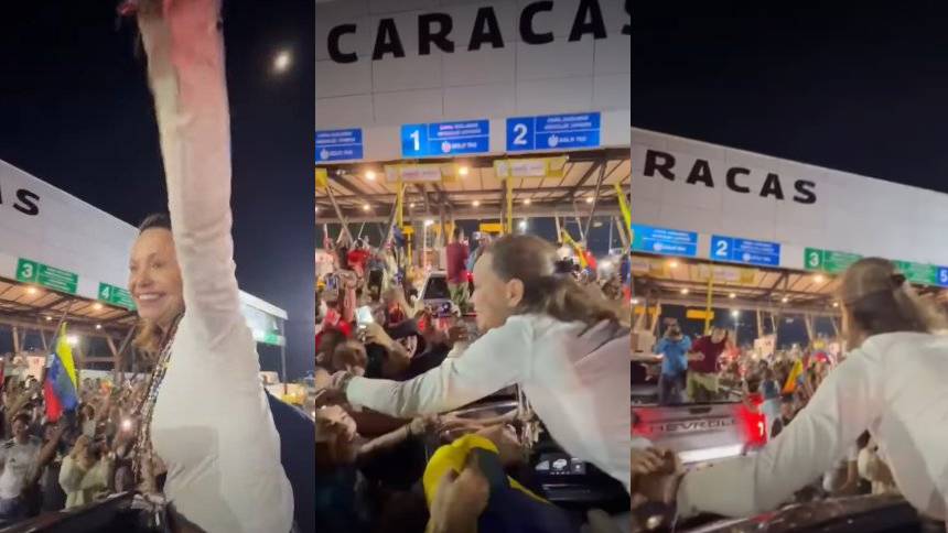 VIDEO: María Corina llegó a Caracas y así fue recibida por la gente en plena autopista