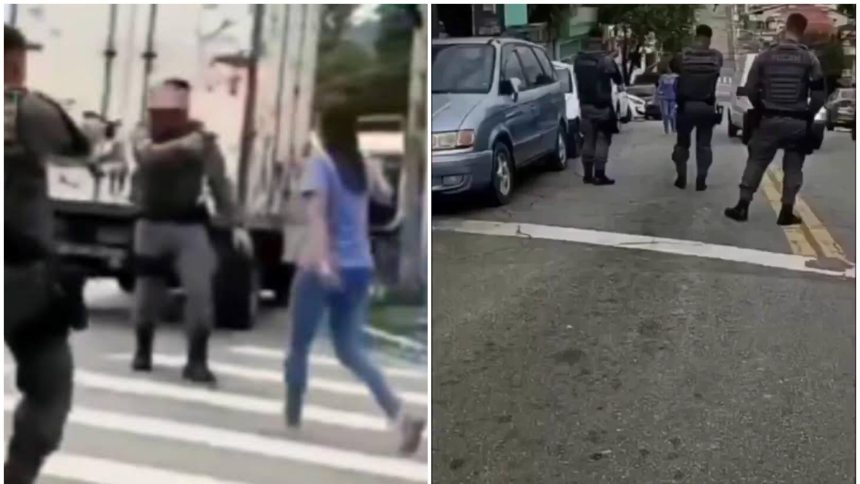 La mujer fue abatida de un tiro en el pecho por un policía militar de Sao Paulo. Fotos capturas de pantalla RRSS.