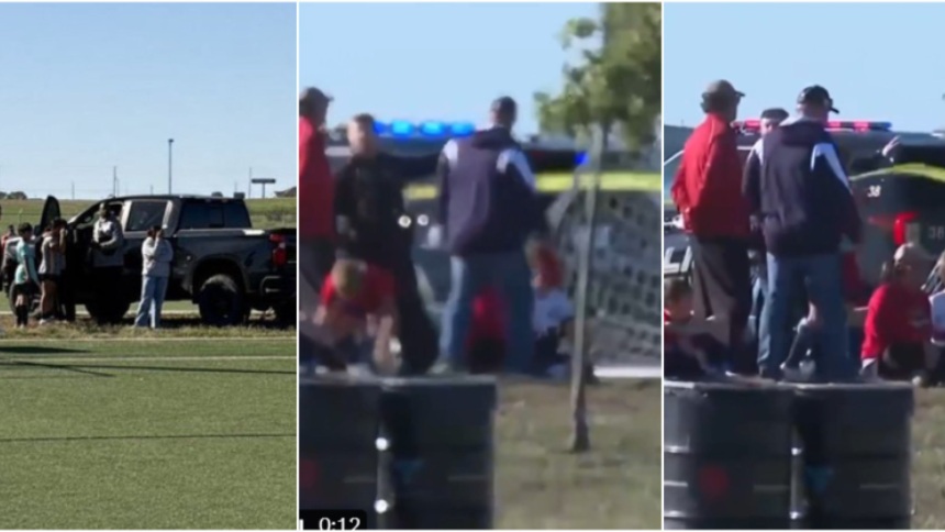 La tragedia ocurrió durante un partido de fútbol en Wichita, Kansas. Fotos capturas de video RRSS Azteca Noticias.