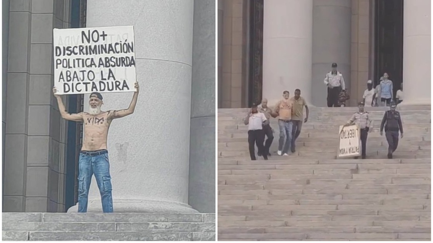 El pastor Ariel Limias Leyva, de 53 años, había caminado por las calles de la Habana, con su pancarta.
