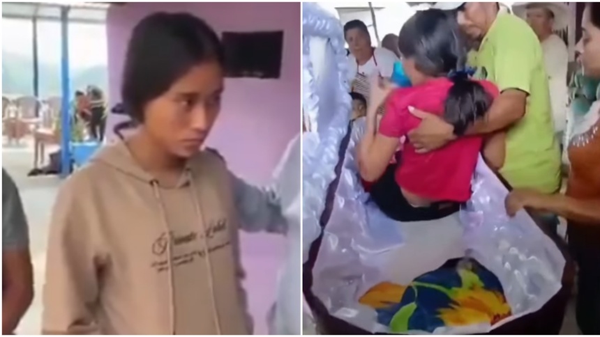 La adolescente comenzó a moverse dentro del ataúd, en su propio velorio. Fotos capturas de videos RRSS